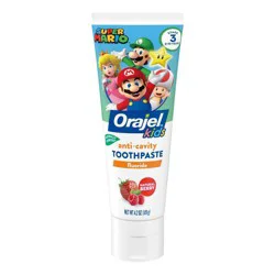 Orajel Super Mario Anti-Cavity Fluoride Kids Natural Berry Toothpaste 4.2 oz
