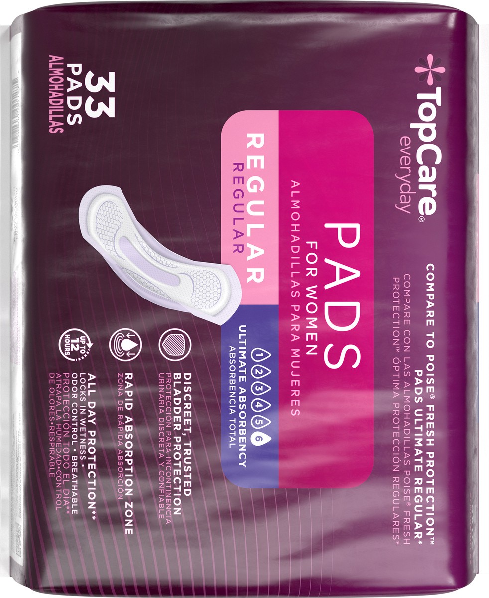 slide 15 of 16, TopCare Everyday Ultimate Absorbency Regular Bladder Control Pads for Women 33 Each, 33 ct