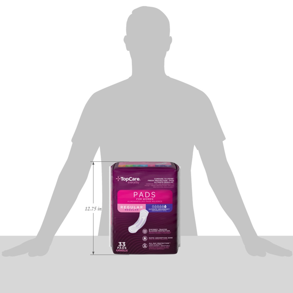 slide 9 of 16, TopCare Everyday Ultimate Absorbency Regular Bladder Control Pads for Women 33 Each, 33 ct