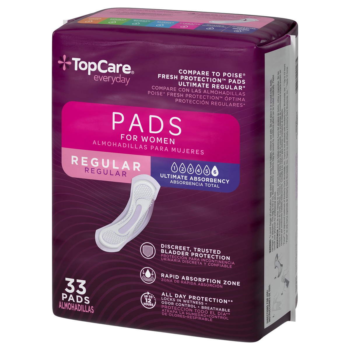 slide 14 of 16, TopCare Everyday Ultimate Absorbency Regular Bladder Control Pads for Women 33 Each, 33 ct