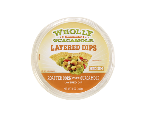 slide 1 of 1, Wholly Guacamole Layered Dips Roasted Corn Over Guacamole Layered Dip 10 oz. Tub, 10 oz