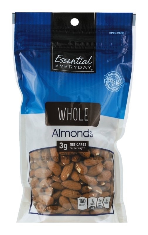 slide 1 of 1, Essential Everyday Whole Natural Almonds, 12 oz