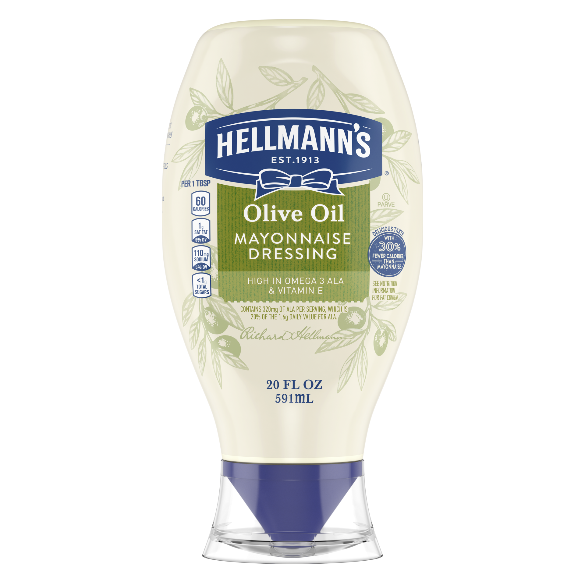 slide 4 of 4, Hellmann's Mayonnaise Dressing Squeeze Bottle with Olive Oil, 20 oz, 20 oz