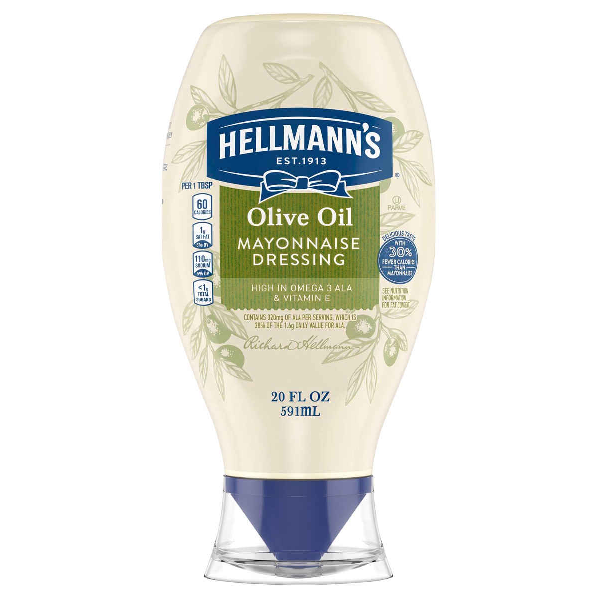 slide 1 of 4, Hellmann's Mayonnaise Dressing with Olive Oil 20 oz, 20 fl oz