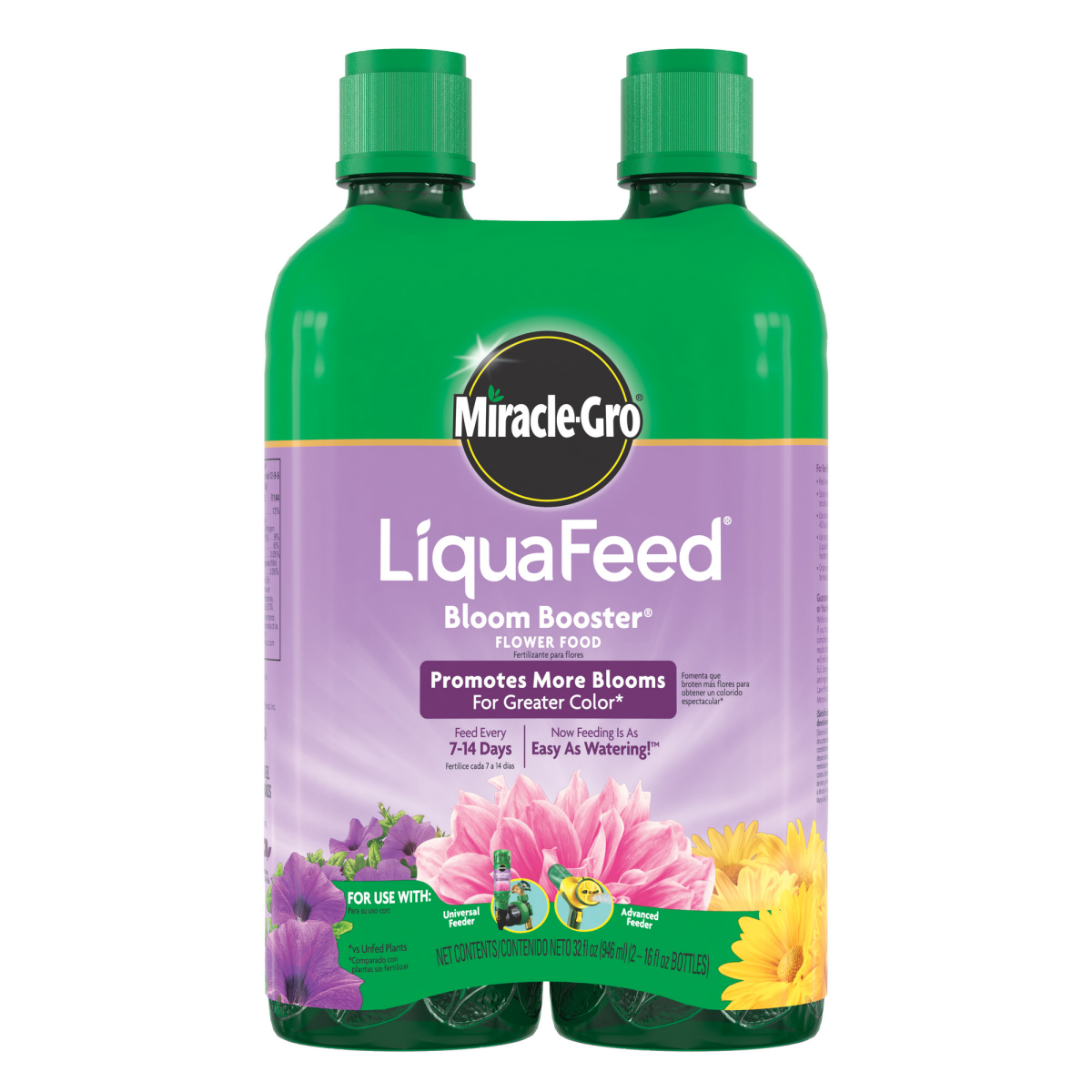 slide 1 of 17, Miracle-Gro LiquaFeed Bloom Booster Flower Food, 2 ct