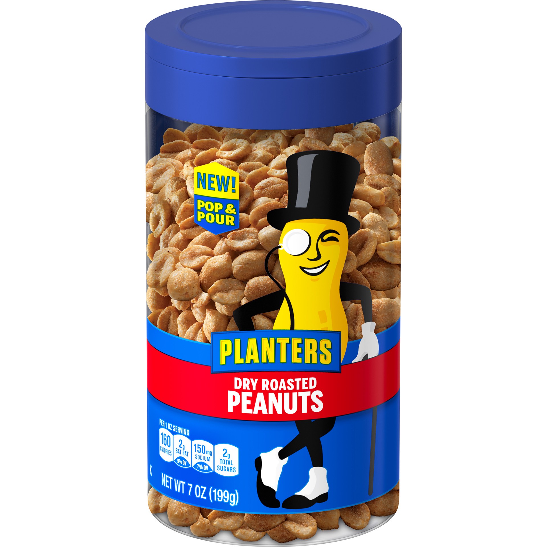 slide 1 of 14, Planters Pop & Pour Dry Roasted Peanuts, 7 oz Jar, 7 oz