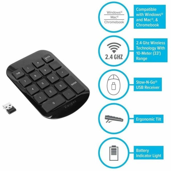 slide 6 of 7, Targus Wireless Numeric Keypad, Black/Gray, 1 ct