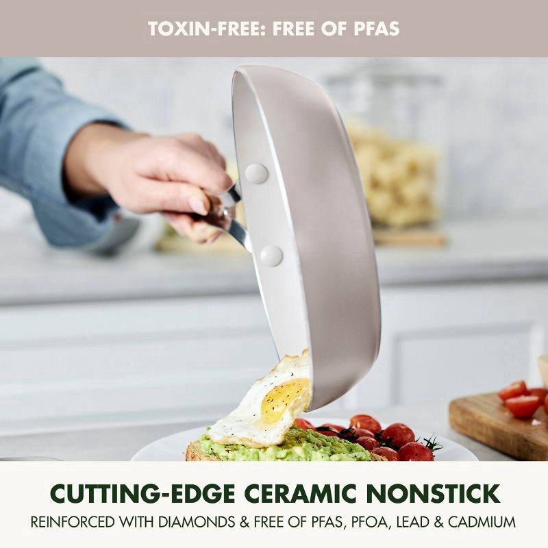 slide 6 of 8, GreenPan Nova 8" Ceramic Nonstick Aluminum Fry Pan with Stainless Steel Handle Clay, 1 ct