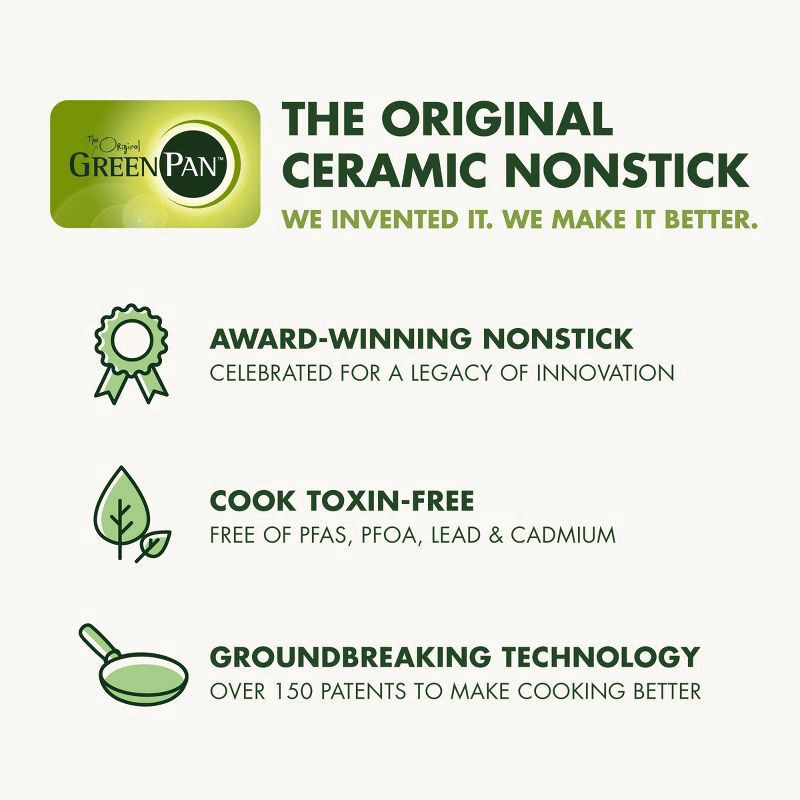 slide 3 of 8, GreenPan Nova 8" Ceramic Nonstick Aluminum Fry Pan with Stainless Steel Handle Clay, 1 ct