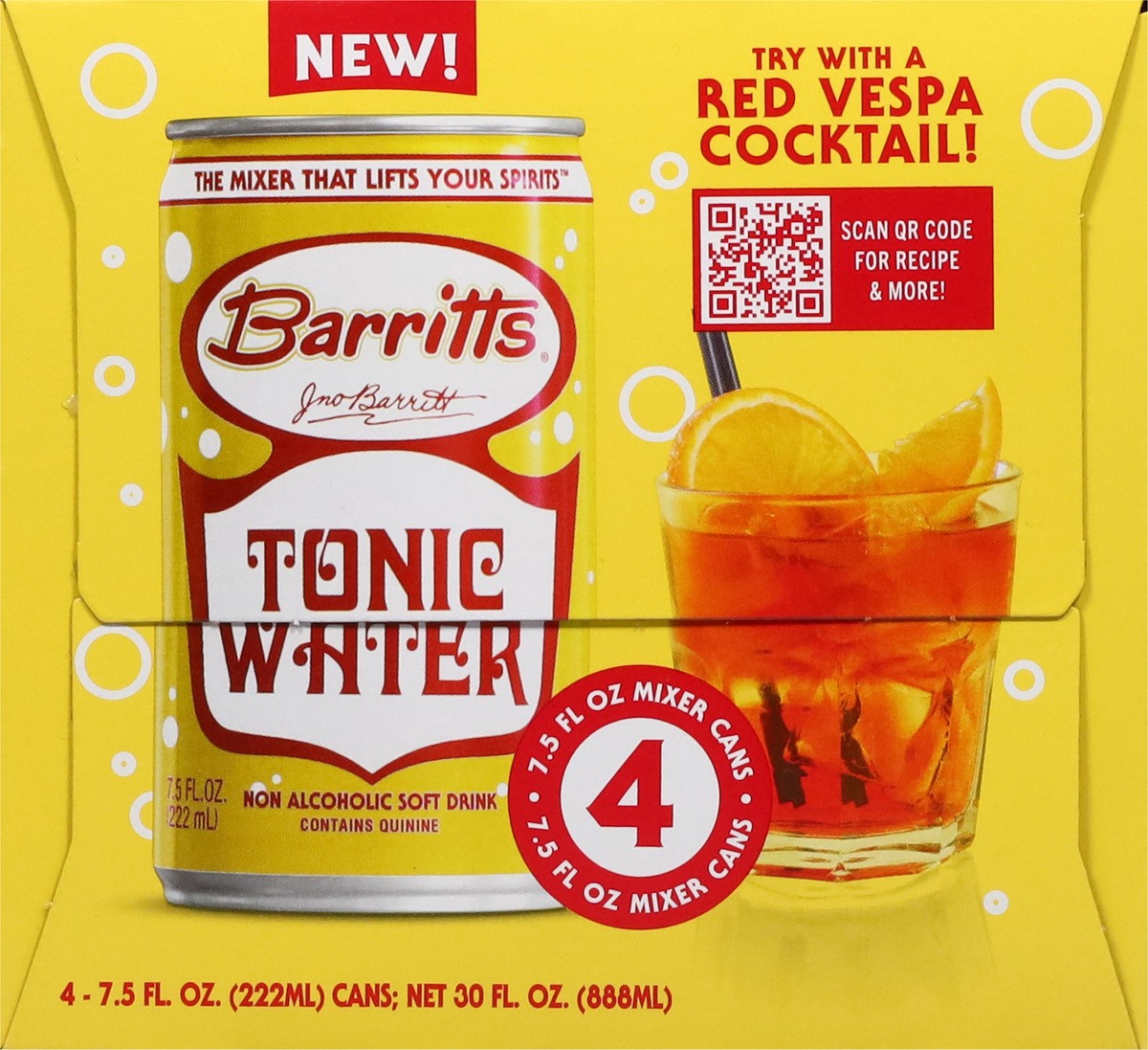 slide 4 of 13, Barritt's Non Alcoholic Tonic Water Soft Drink 4 - 7.5 fl oz Cans, 4 ct