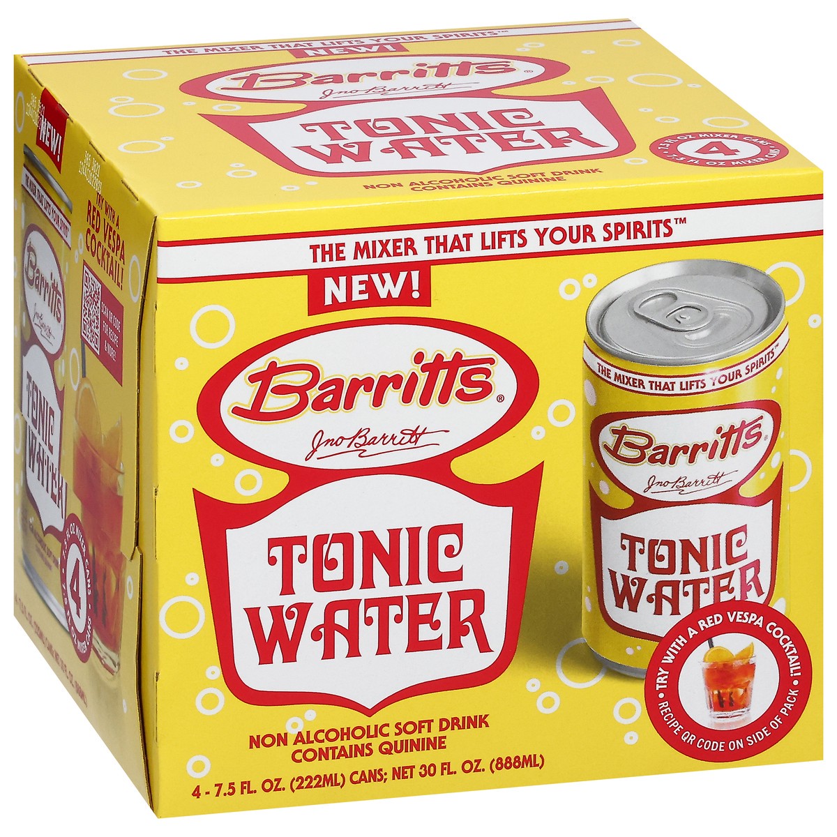 slide 8 of 13, Barritt's Non Alcoholic Tonic Water Soft Drink 4 - 7.5 fl oz Cans, 4 ct