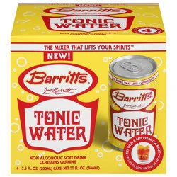 Barritt's Non Alcoholic Tonic Water Soft Drink 4 - 7.5 fl oz Cans