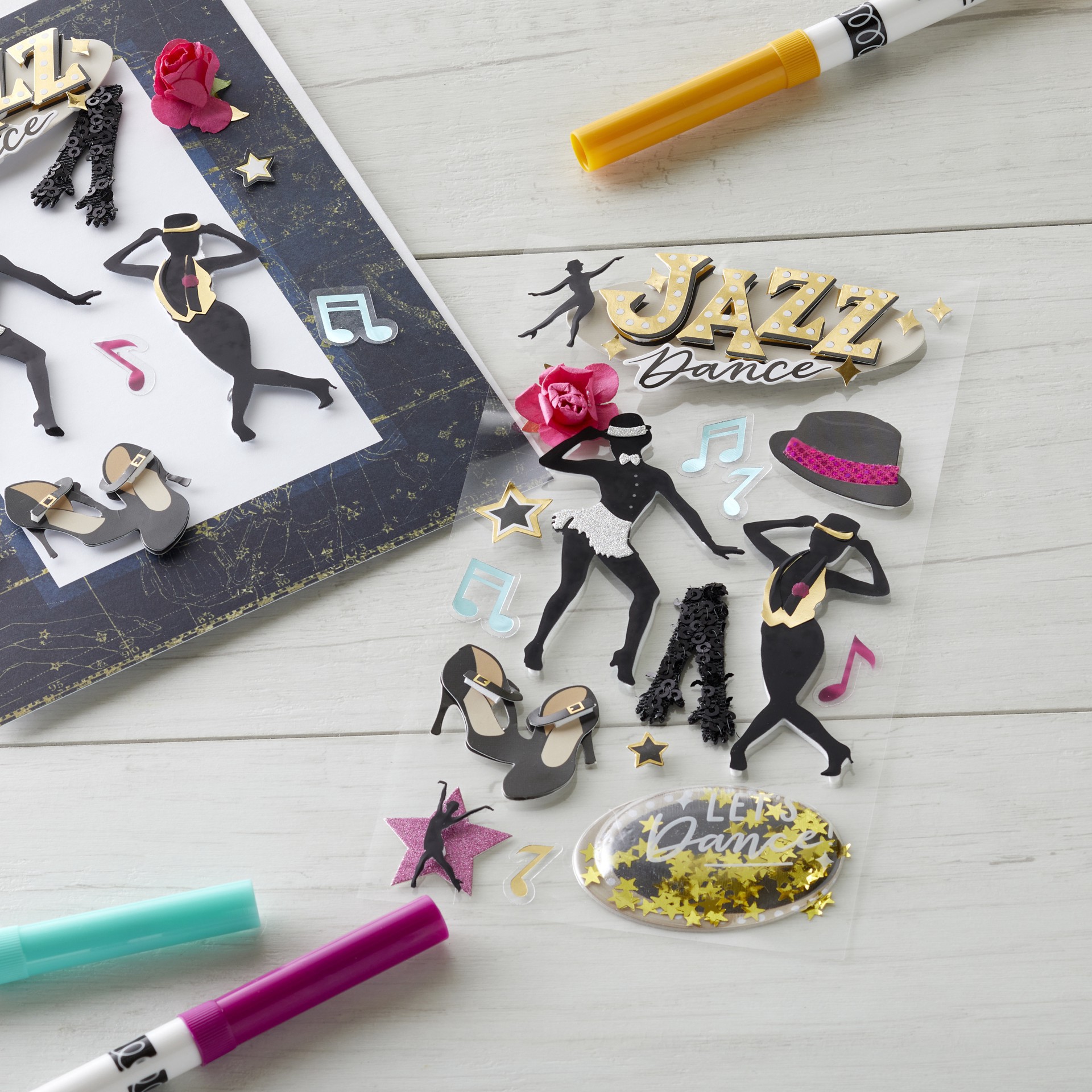 slide 3 of 3, Jazz Dance Dimensional Stickers By Recollections, 3.88 in x 7.25 in