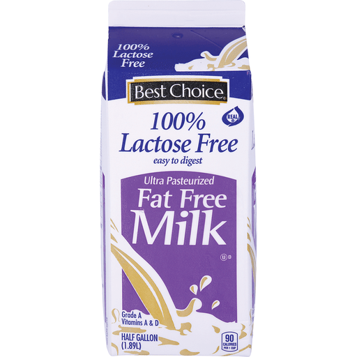 slide 1 of 1, Best Choice 100% Lactose Free Fat Free Milk, 64 oz