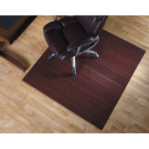 slide 1 of 5, Realspace Bamboo Roll-Up Chair Mat, 48'' X 52'', Dark Cherry, 48 in