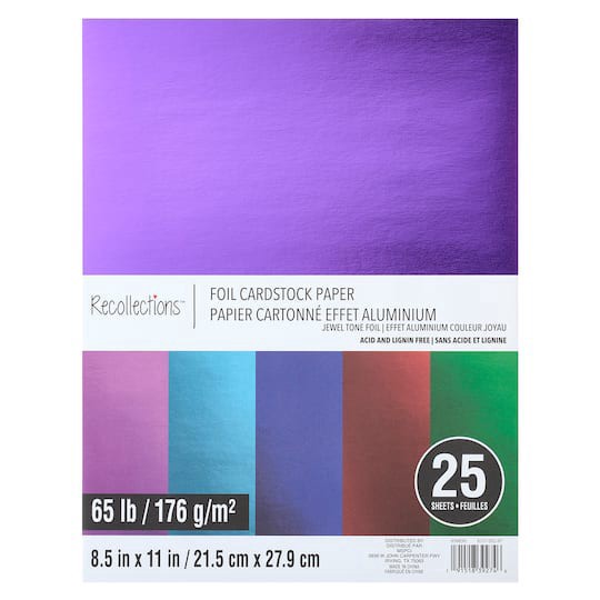 slide 1 of 3, Multicolor 8.5" X 11" Foil Cardstock Paper By Recollections, 25 Sheets, 8.5 in x 11 in