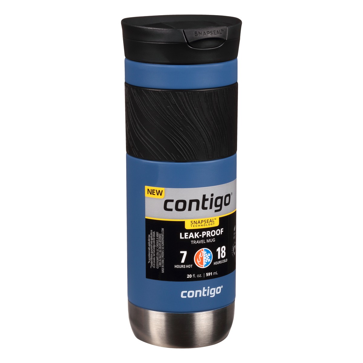 slide 2 of 9, Contigo SnapSeal Insulated Stainless Steel Travel Mug with Grip, Blue Corn, 20 oz
