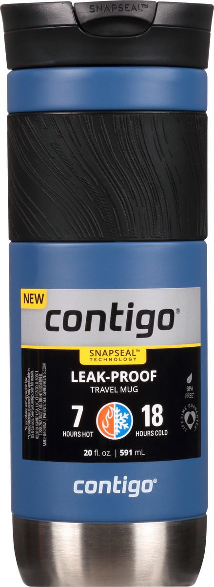 slide 6 of 9, Contigo SnapSeal Insulated Stainless Steel Travel Mug with Grip, Blue Corn, 20 oz