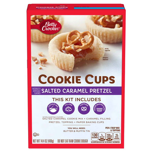 slide 1 of 1, Betty Crocker Salted Caramel Pretzel Cookie Cups Kit, 14.4 oz