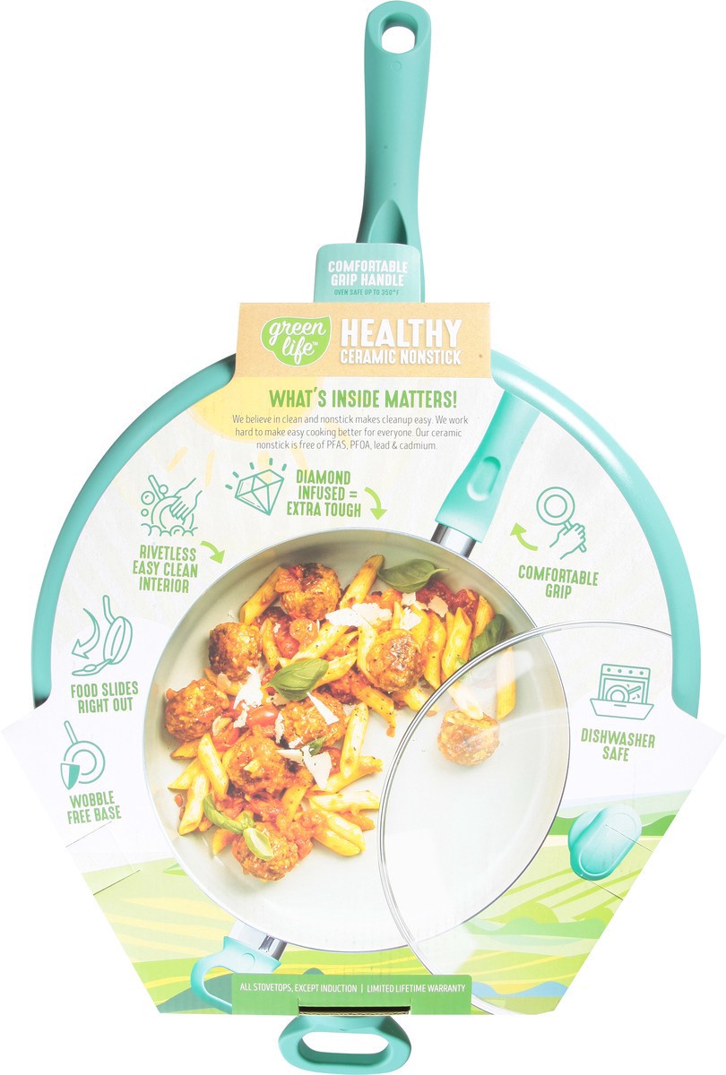 slide 4 of 11, Green Life Turquoise Saute Pan 5Qt, 1 ct