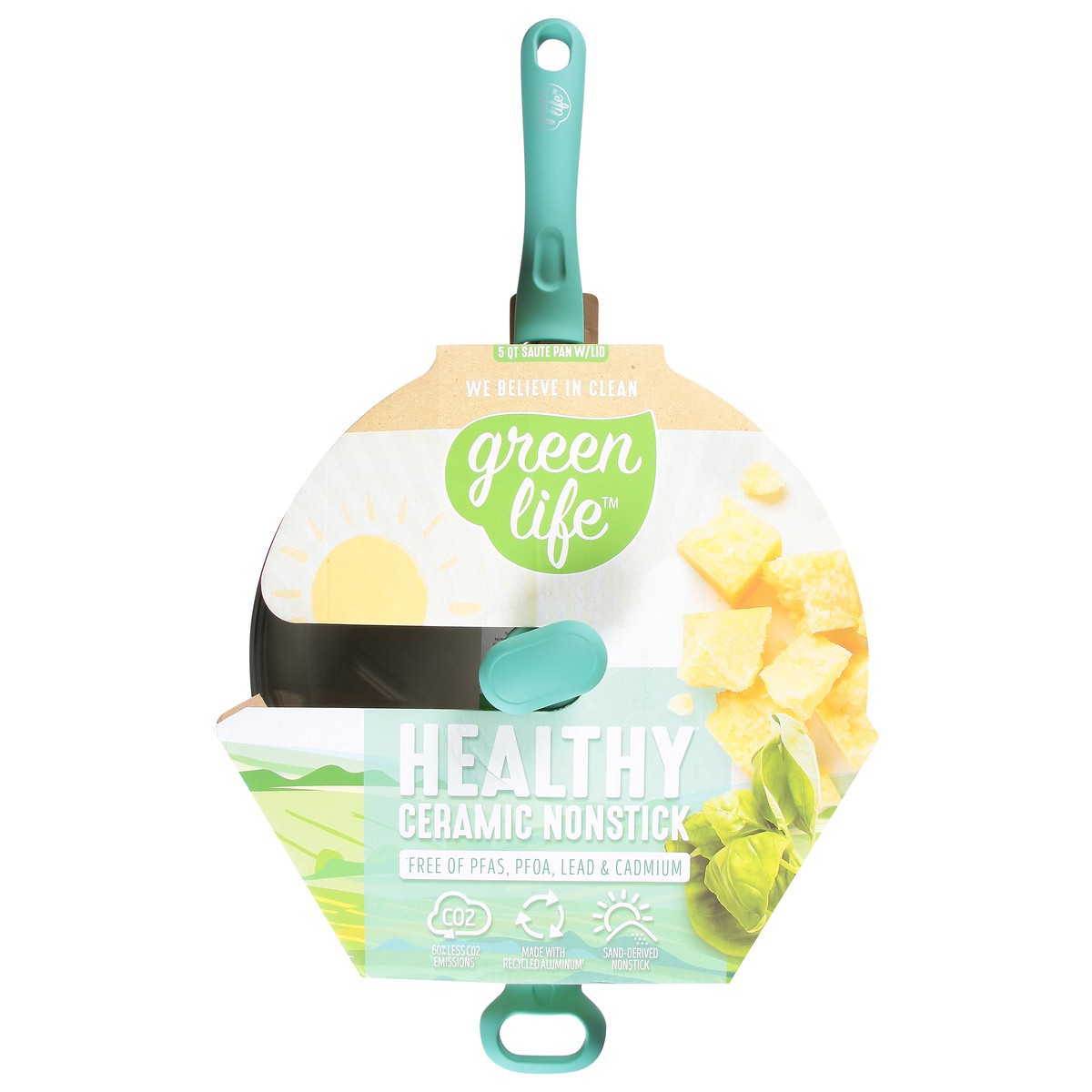 slide 1 of 11, Green Life Turquoise Saute Pan 5Qt, 1 ct