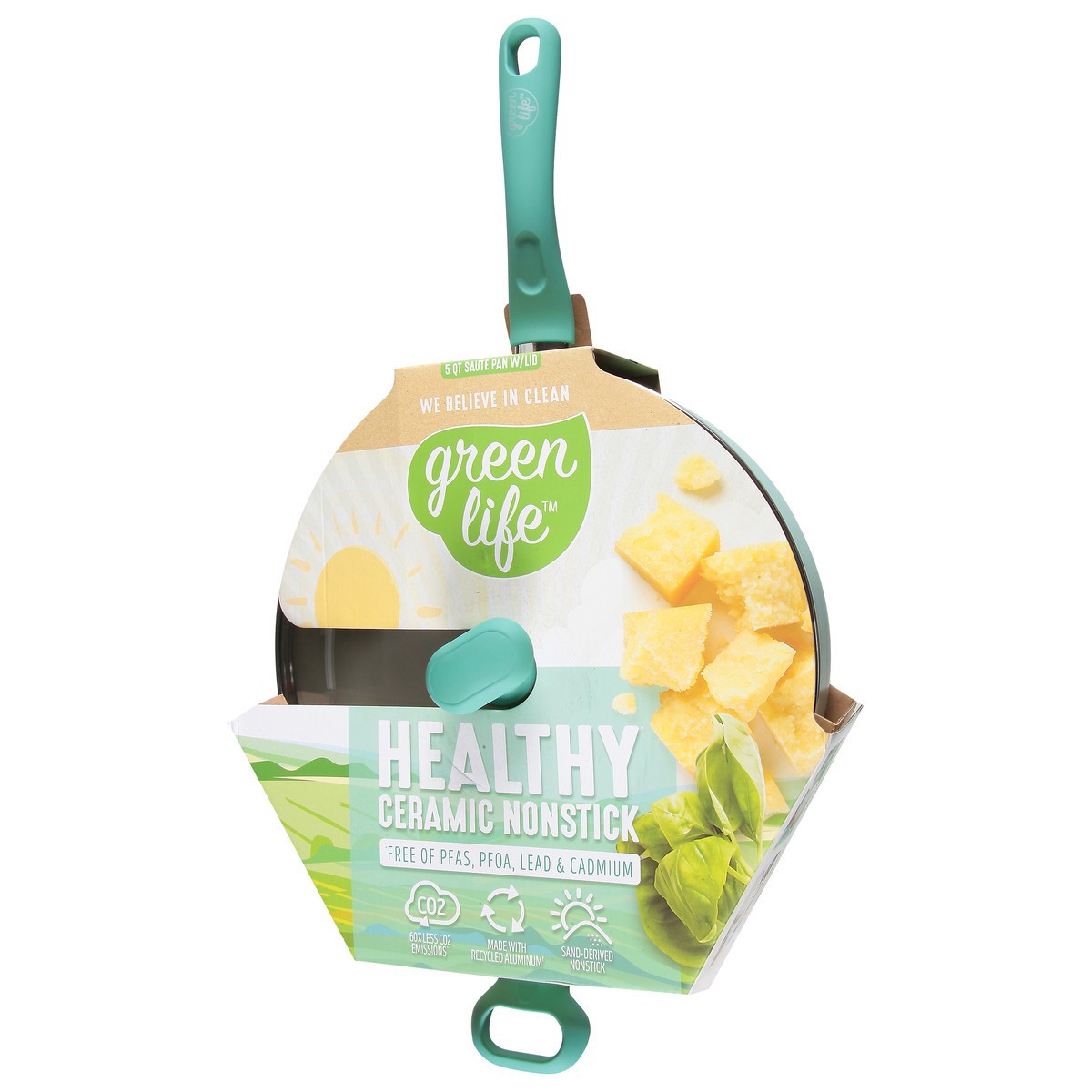 slide 3 of 11, Green Life Turquoise Saute Pan 5Qt, 1 ct