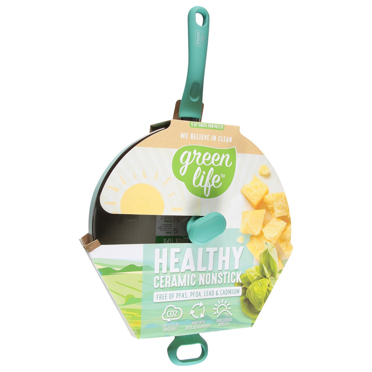 slide 6 of 11, Green Life Turquoise Saute Pan 5Qt, 1 ct