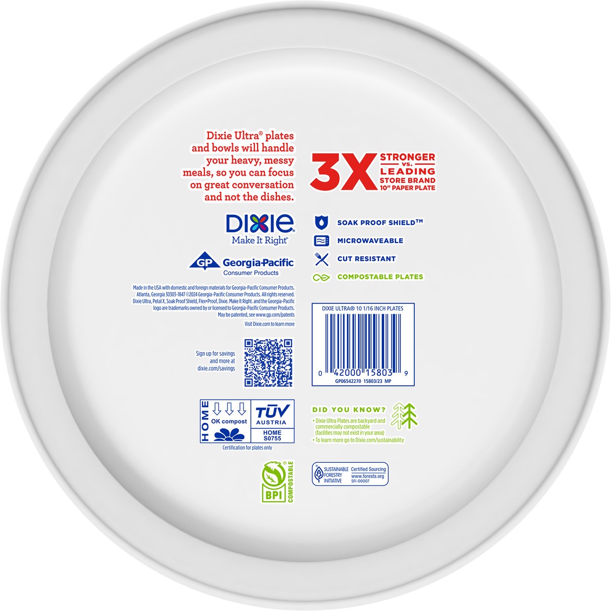 slide 7 of 7, Dixie Ultra Compostable 10 Inch Plates, 20 Count, 20 ct