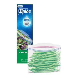 Ziploc Brand Gallon Produce Storage Bags, Breathable Bag, Moisture Control, 15 count