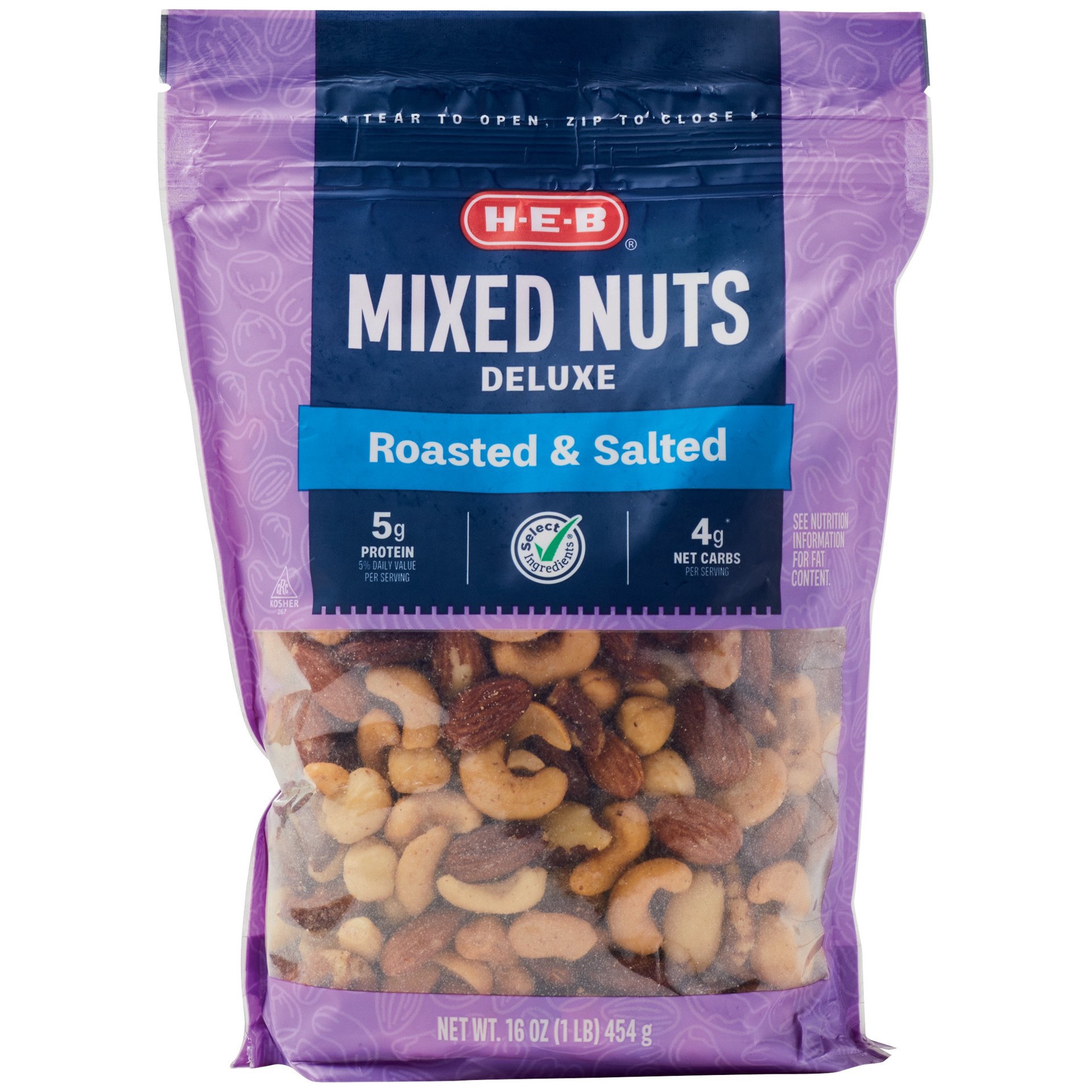 slide 1 of 1, H-E-B Select Ingredients Deluxe Mixed Nuts, 16 oz