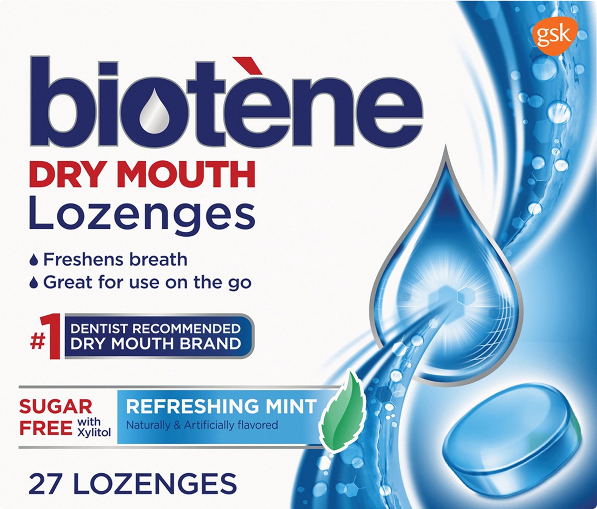 slide 1 of 3, Biotène Sugar Free Dry Mouth with Xylitol Refreshing Mint Lozenges 27 ea, 27 ct