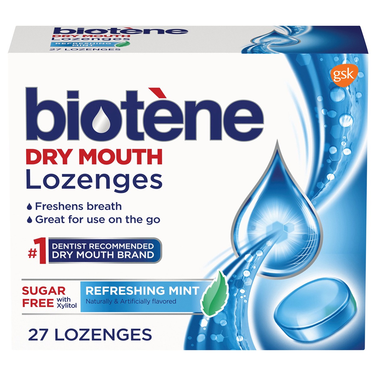 slide 1 of 3, Biotène Sugar Free Dry Mouth with Xylitol Refreshing Mint Lozenges 27 ea, 27 ct