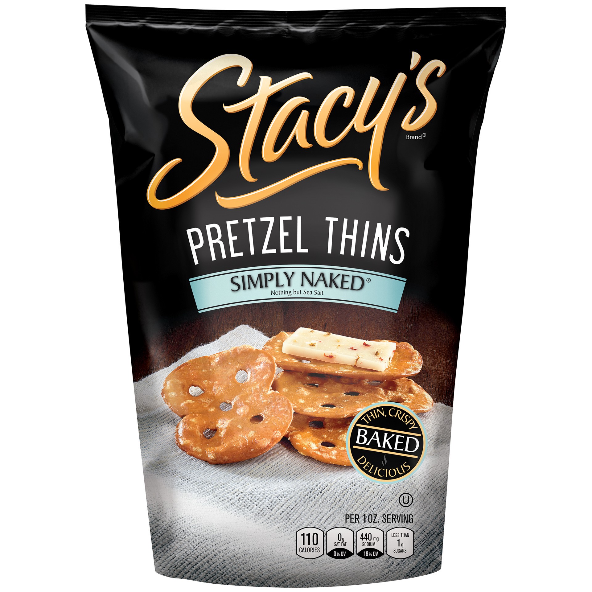 slide 1 of 6, Stacy's Pretzel Thins Simply Naked 7 Ounce Plastic Bag, 7 oz