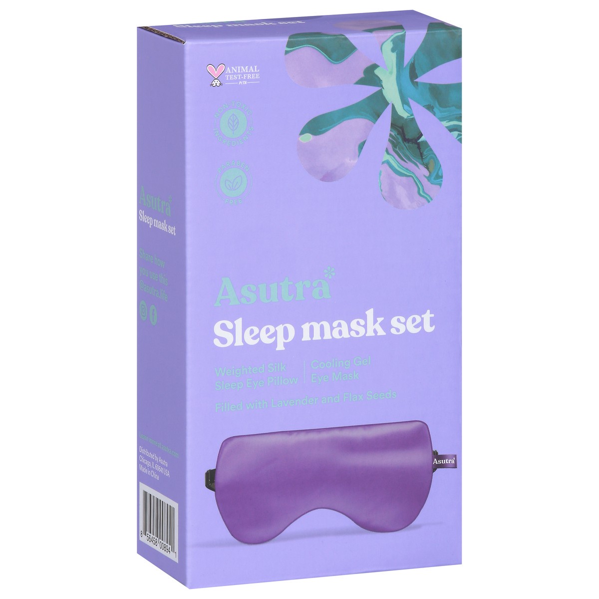 slide 2 of 9, Asutra Sleep Mask Set with Weighted Silk Eye Pillow & Cooling Gel Mask Lavender, 1 ct