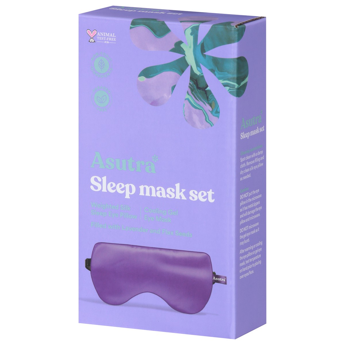 slide 3 of 9, Asutra Sleep Mask Set with Weighted Silk Eye Pillow & Cooling Gel Mask Lavender, 1 ct