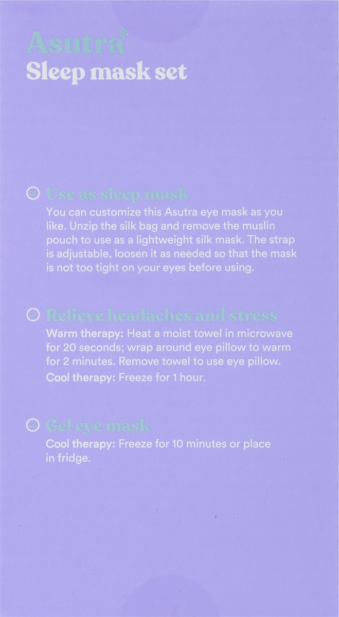 slide 5 of 9, Asutra Sleep Mask Set with Weighted Silk Eye Pillow & Cooling Gel Mask Lavender, 1 ct