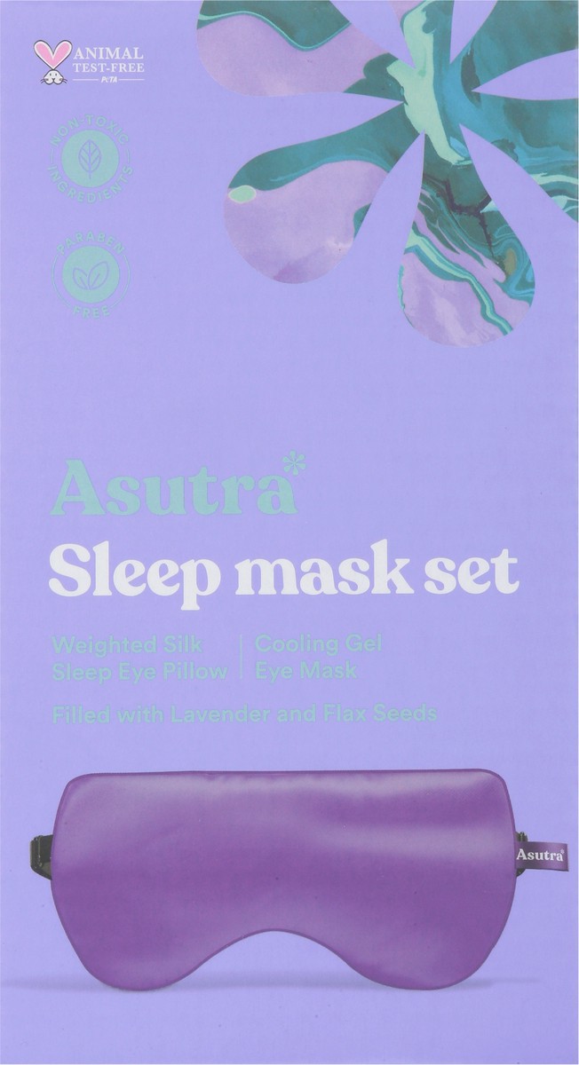 slide 6 of 9, Asutra Sleep Mask Set with Weighted Silk Eye Pillow & Cooling Gel Mask Lavender, 1 ct