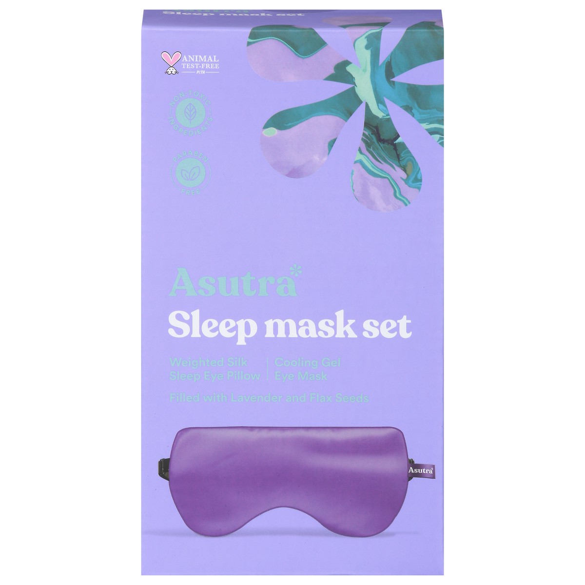 slide 1 of 9, Asutra Sleep Mask Set with Weighted Silk Eye Pillow & Cooling Gel Mask Lavender, 1 ct