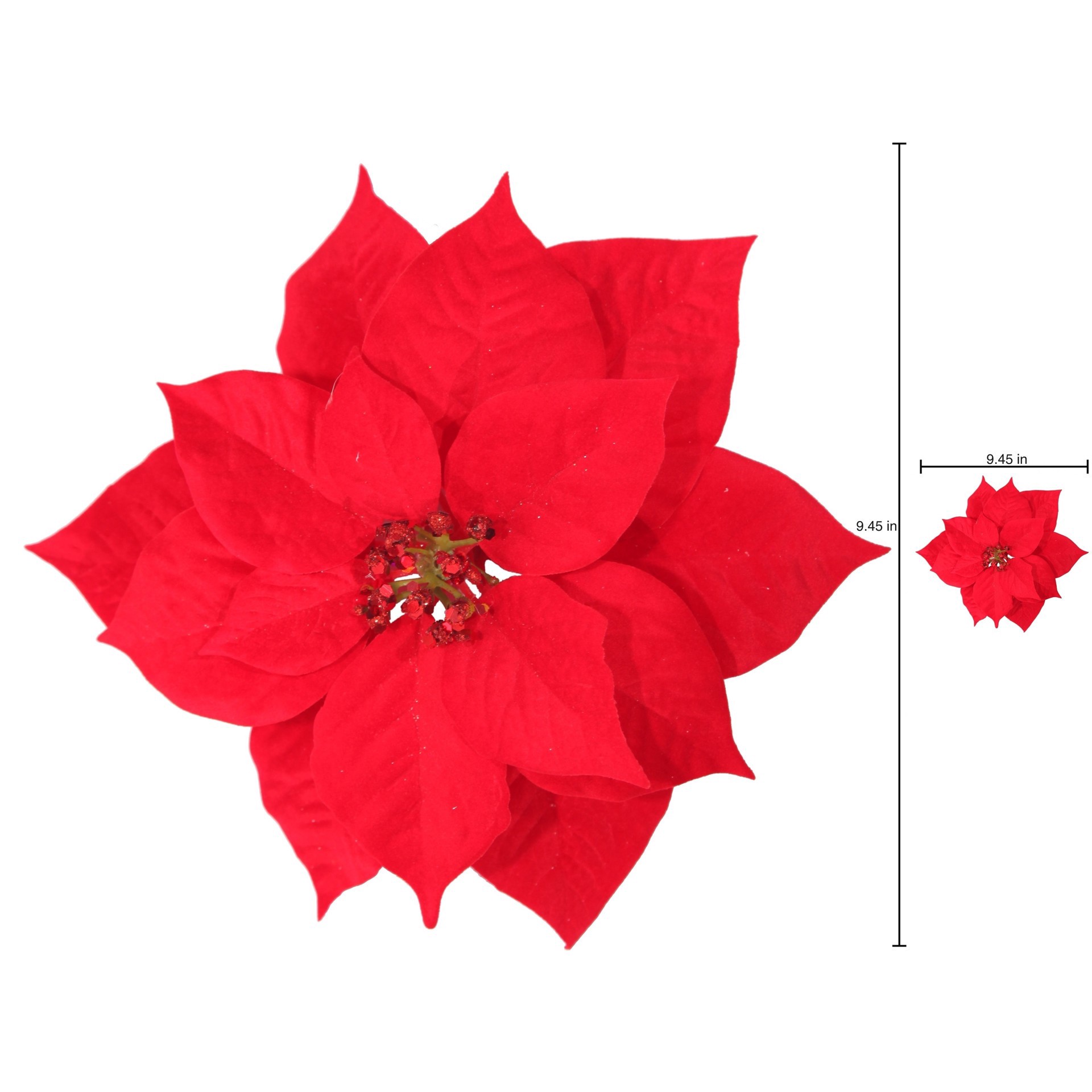slide 2 of 3, 9.5" Poinsettia Clip Floral Accent By Ashland, 9.5 in