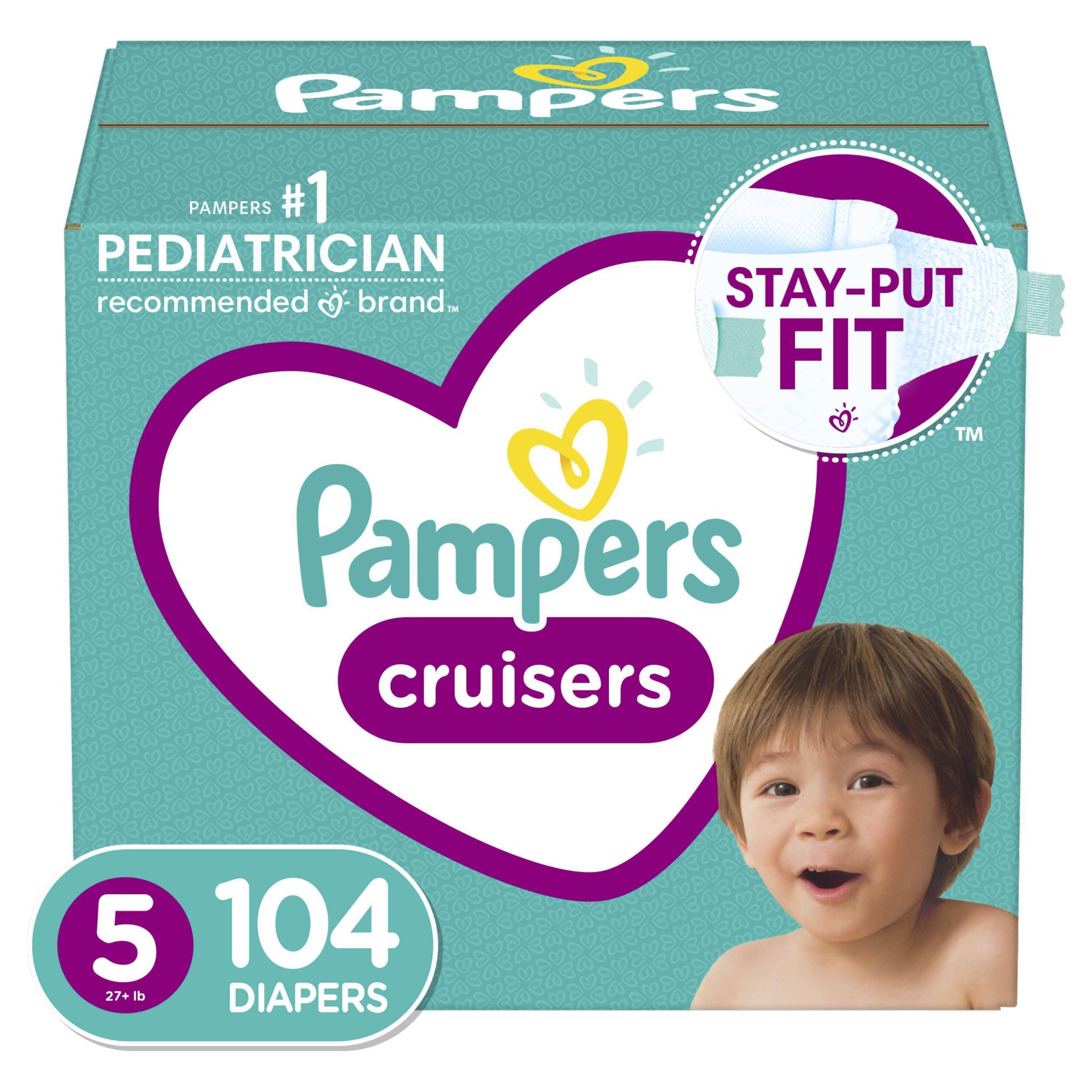 slide 1 of 2, Pampers Cruisers Disposable Diapers Enormous Pack - Size 5, 104 ct