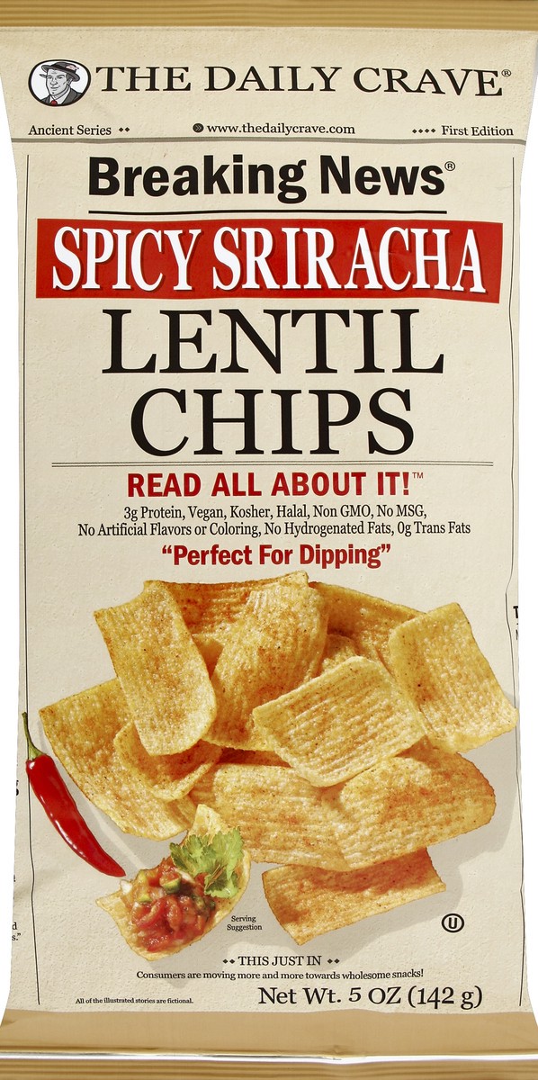 slide 4 of 5, The Daily Crave Spicy Sriracha Lentil Chips, 5 oz