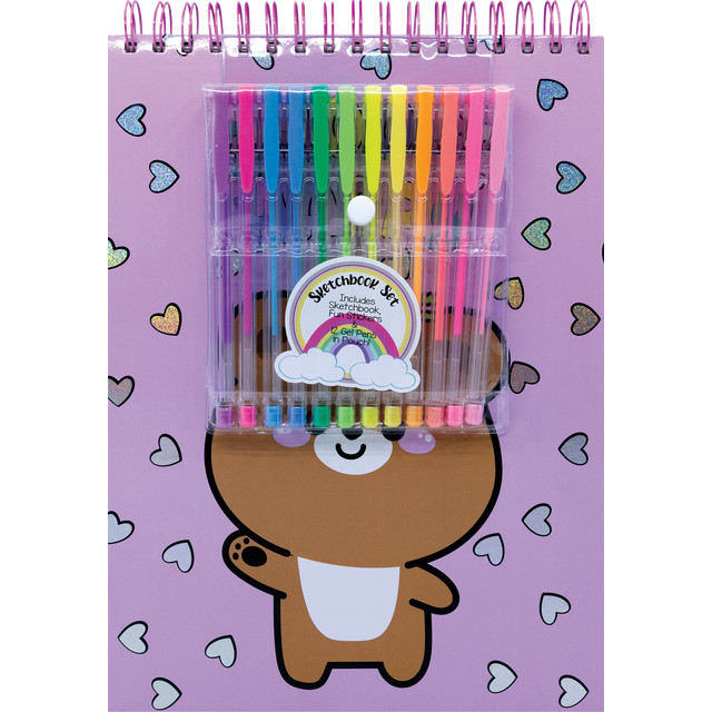 slide 1 of 1, Votum Sketchbook With 12 Gel Pens, Cutie Critters, 8 In X 11 In, 1 ct