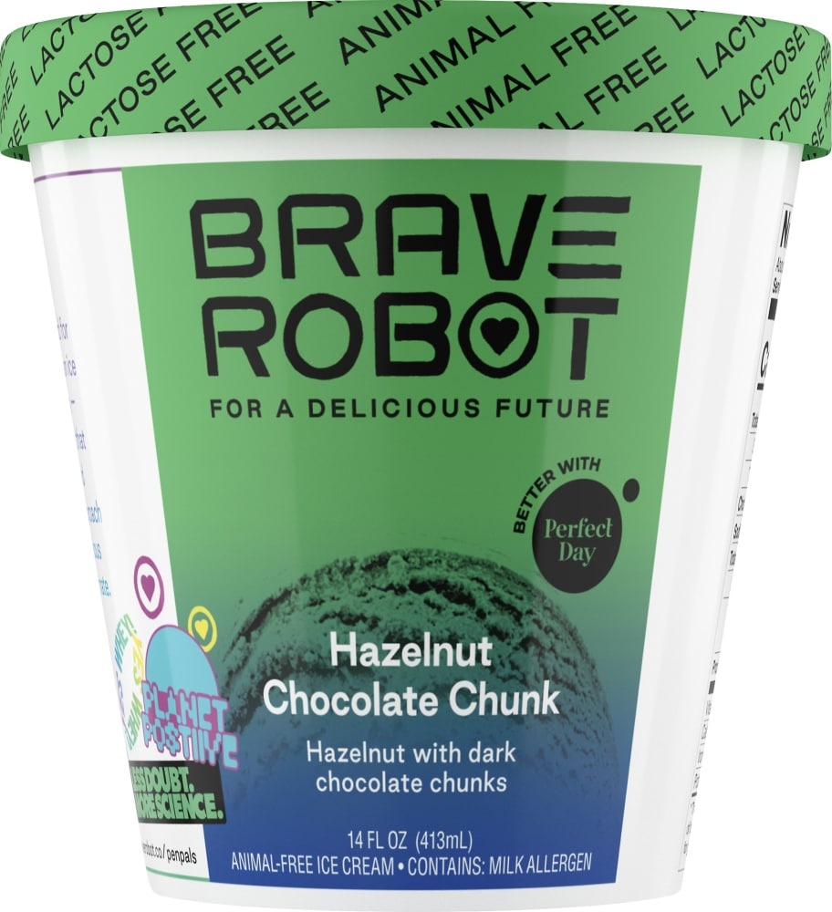 slide 1 of 1, Brave Robot Animal Free Ice Cream, Hazelnut Chocolate Chunk, 14 fl oz