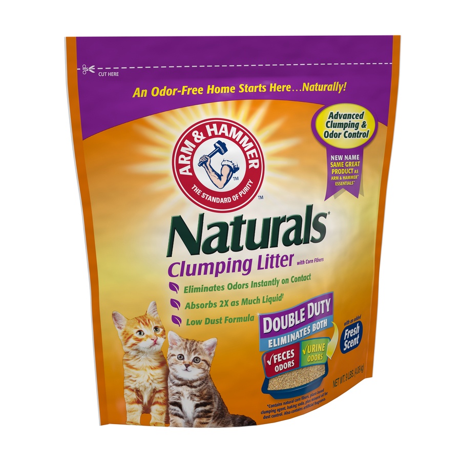 slide 2 of 3, ARM & HAMMER Essentials Natural Clumping Double Duty Litter Fresh Scent, 9 lb
