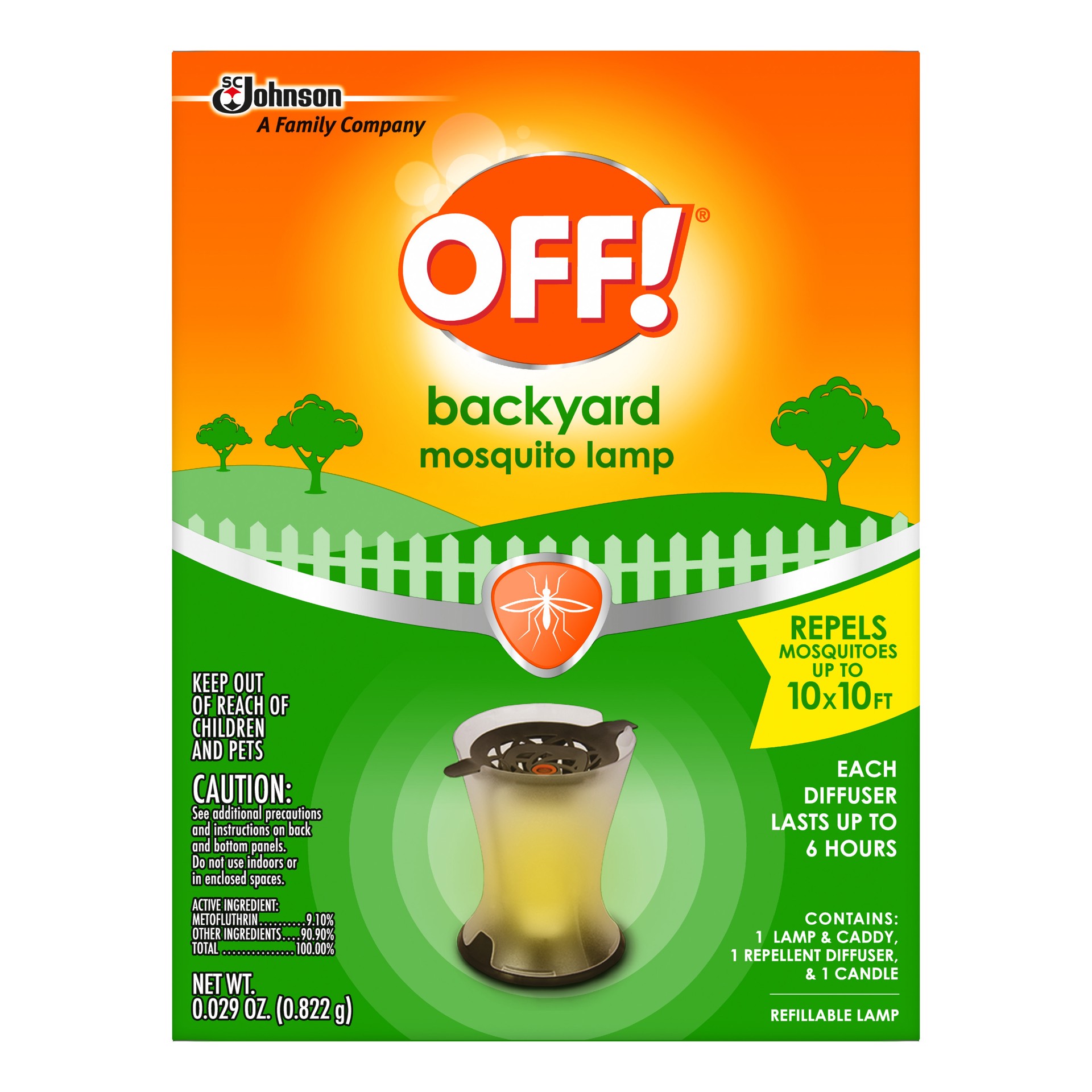 slide 1 of 9, OFF! Mosquito Lamp & Repellent Diffuser, Covers an Area up to 10 feet by 10 feet, 0.03 oz