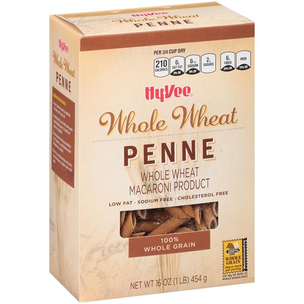slide 1 of 1, Hy-vee Whole Wheat Macaroni Product, Penne Rigate, 16 oz