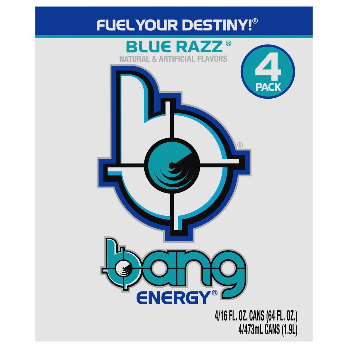slide 1 of 9, Bang Blue Razz Energy Drink 4 - 16 fl oz Cans, 4 ct
