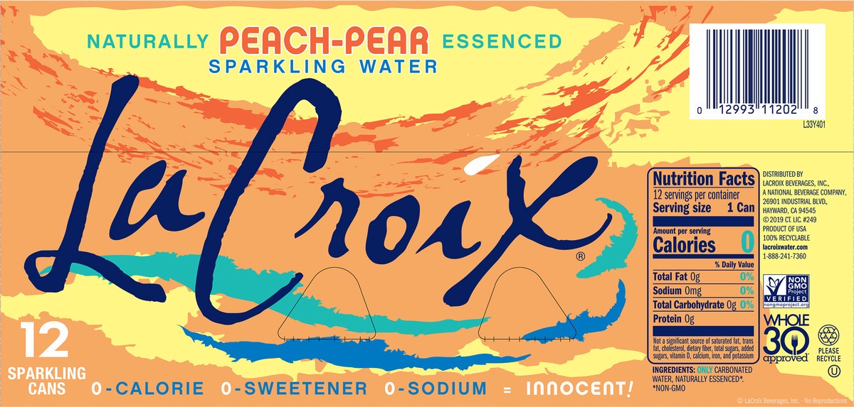 slide 2 of 10, La Croix Peach-Pear 12 Pack 12oz, 144 fl oz