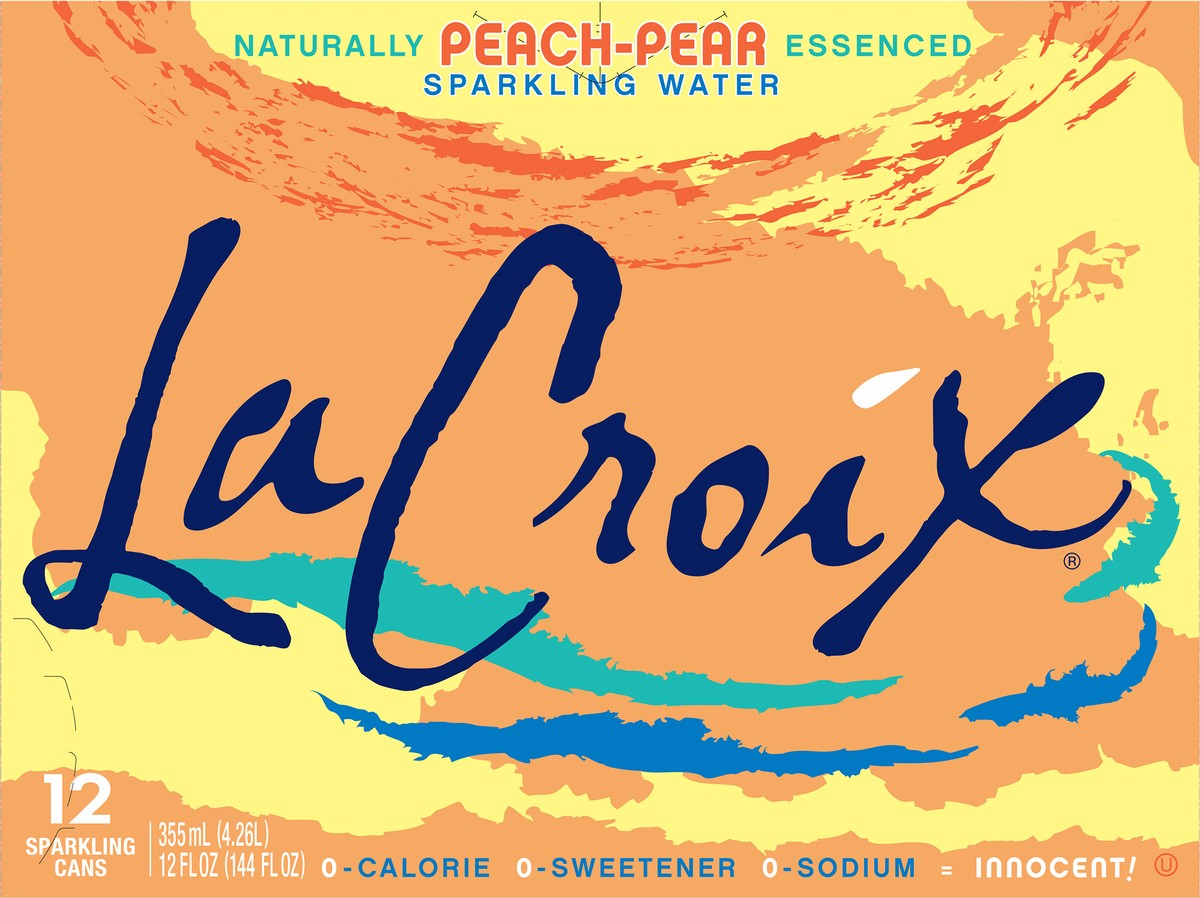 slide 7 of 10, La Croix Peach-Pear 12 Pack 12oz, 144 fl oz