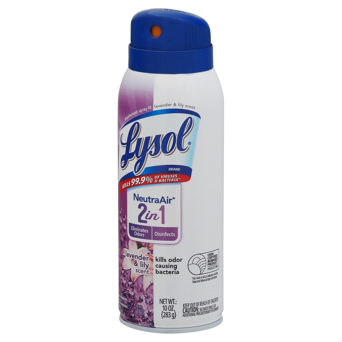 slide 3 of 9, Lysol Neutraair Disinfectant Spray, 2 In 1: Eliminates Odors and Disinfects, Air Freshener & Disinfecting Spray, Lavender & Lily, 10 Fl Oz., 10 oz